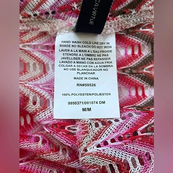 NWT Becca Red, Pink, Black Woven Drawstring Pants With Side Slits Women Size M L - Picture 6 of 9